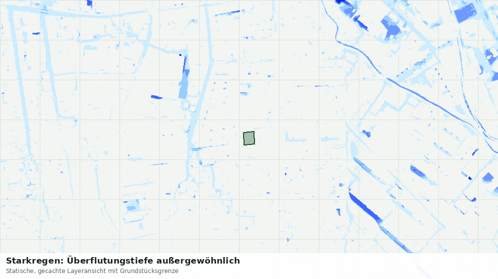 Statische Kartenansicht: Starkregen: Überflutungstiefe außergewöhnlich