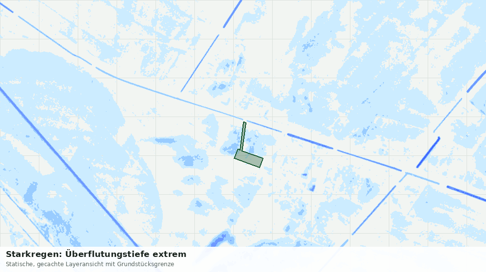 Statische Kartenansicht: Starkregen: Überflutungstiefe extrem
