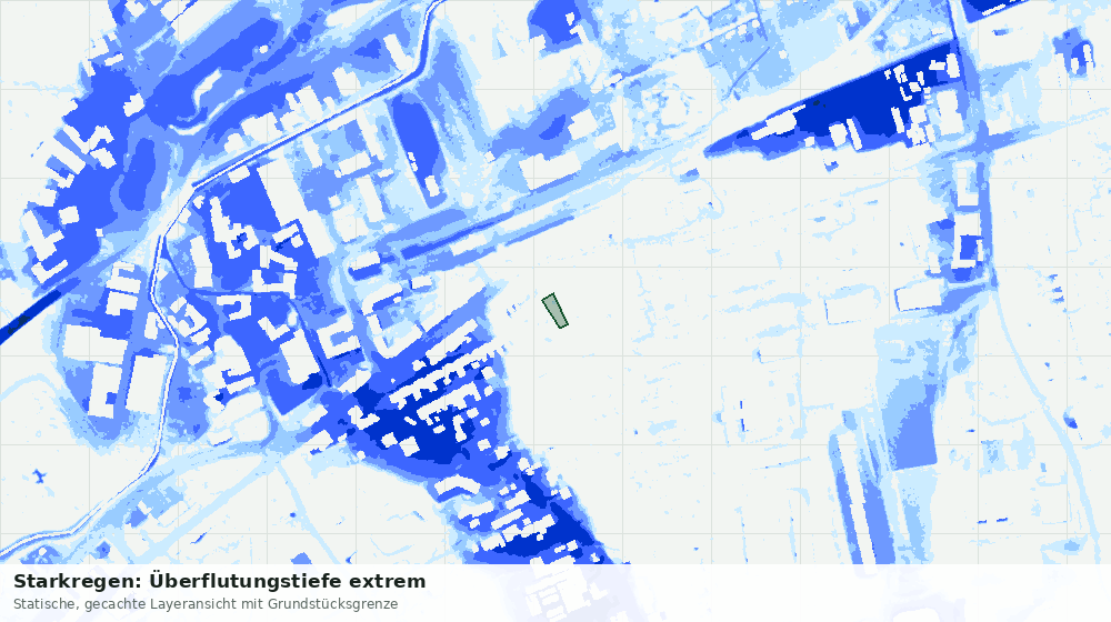 Statische Kartenansicht: Starkregen: Überflutungstiefe extrem