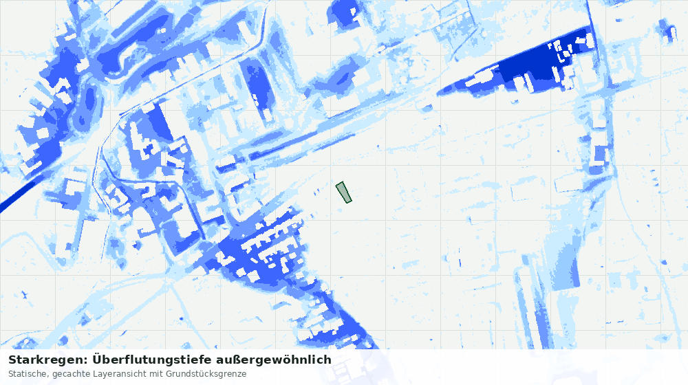 Statische Kartenansicht: Starkregen: Überflutungstiefe außergewöhnlich