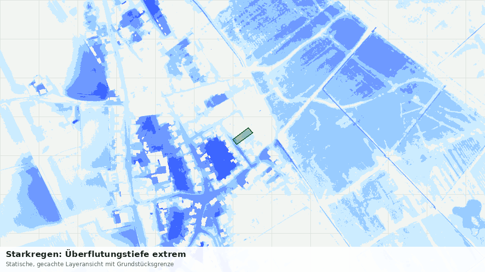 Statische Kartenansicht: Starkregen: Überflutungstiefe extrem