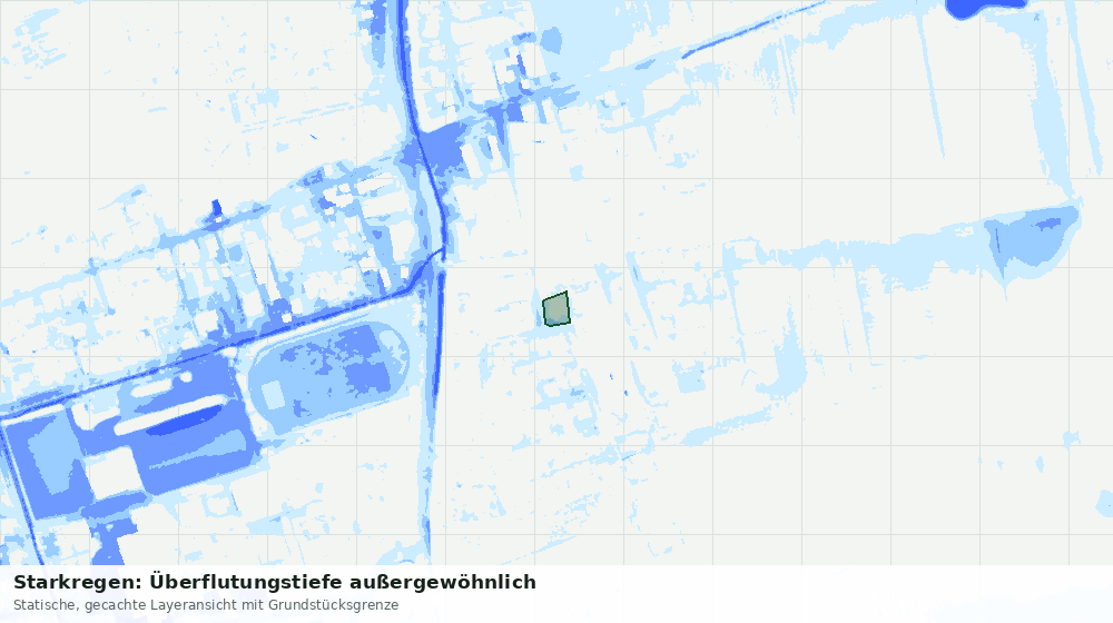 Statische Kartenansicht: Starkregen: Überflutungstiefe außergewöhnlich