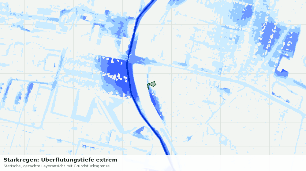 Statische Kartenansicht: Starkregen: Überflutungstiefe extrem