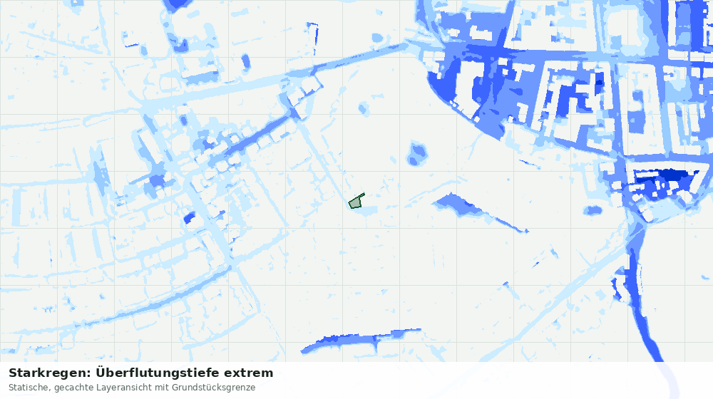 Statische Kartenansicht: Starkregen: Überflutungstiefe extrem