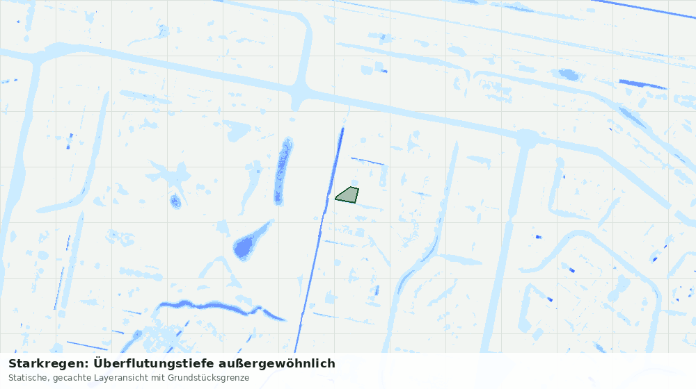 Statische Kartenansicht: Starkregen: Überflutungstiefe außergewöhnlich
