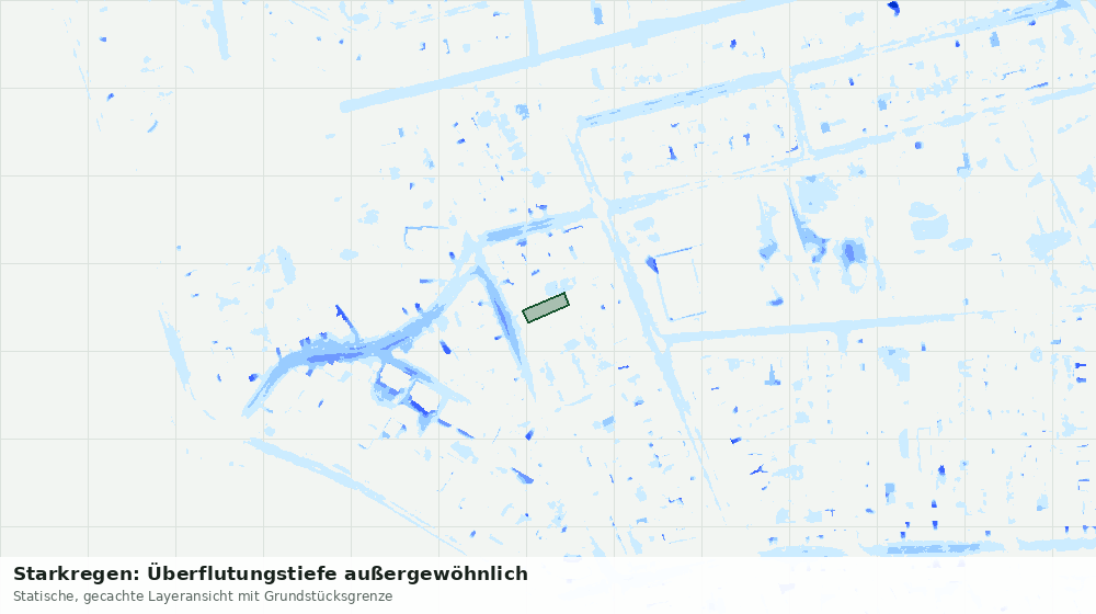 Statische Kartenansicht: Starkregen: Überflutungstiefe außergewöhnlich