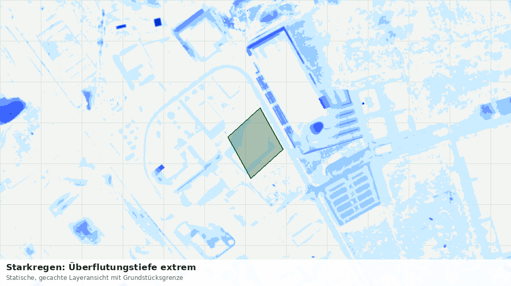Statische Kartenansicht: Starkregen: Überflutungstiefe extrem