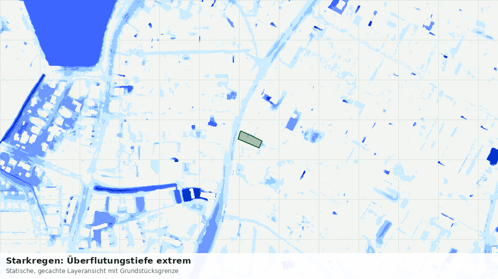 Statische Kartenansicht: Starkregen: Überflutungstiefe extrem