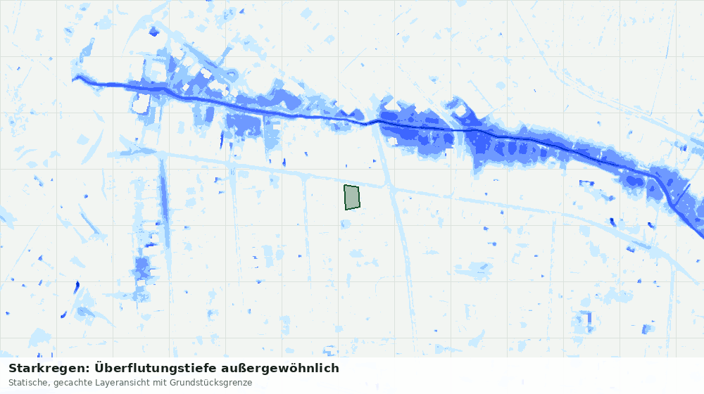 Statische Kartenansicht: Starkregen: Überflutungstiefe außergewöhnlich