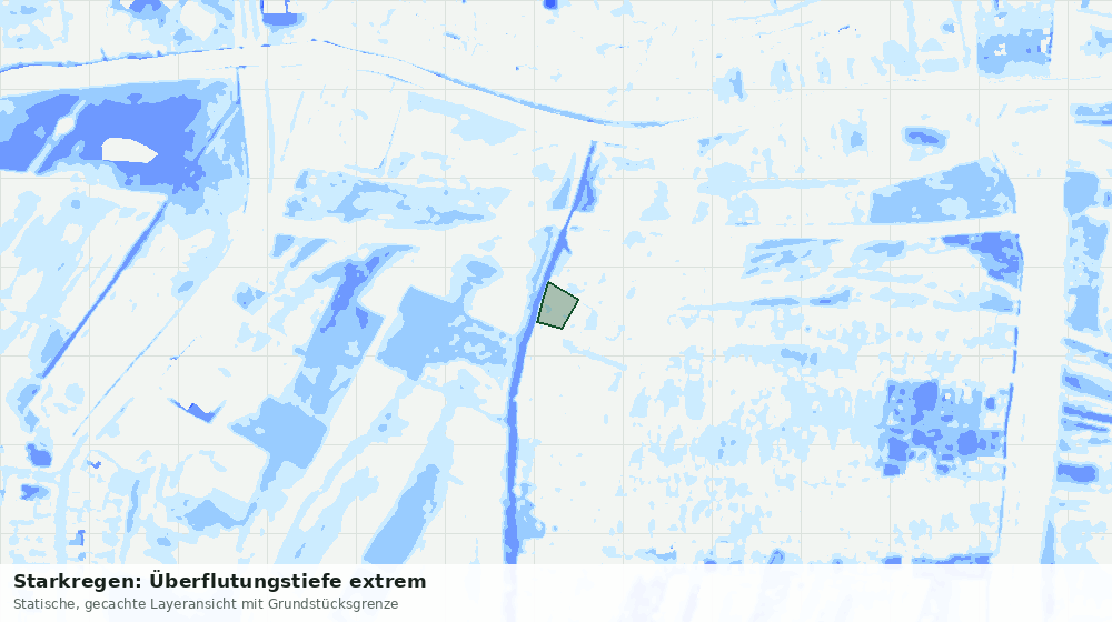 Statische Kartenansicht: Starkregen: Überflutungstiefe extrem