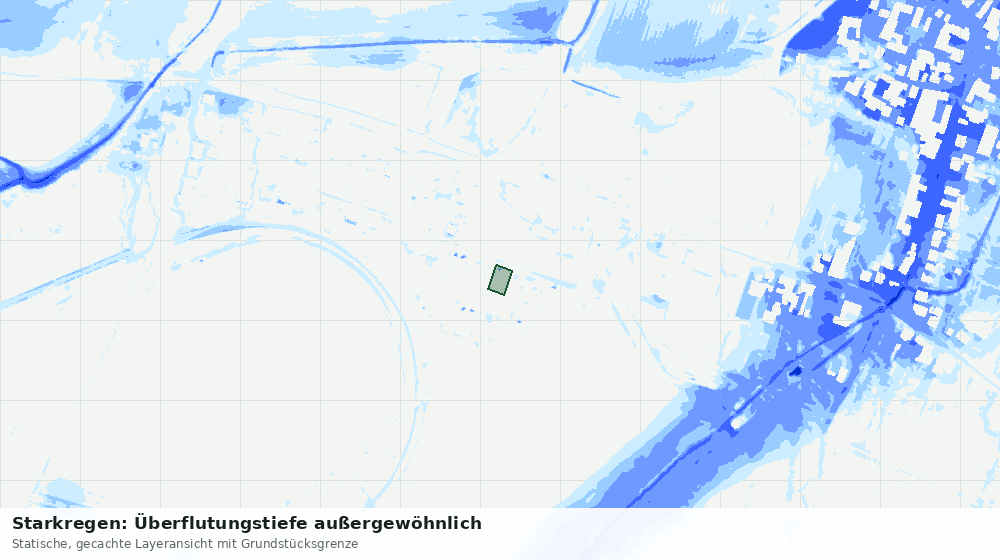 Statische Kartenansicht: Starkregen: Überflutungstiefe außergewöhnlich