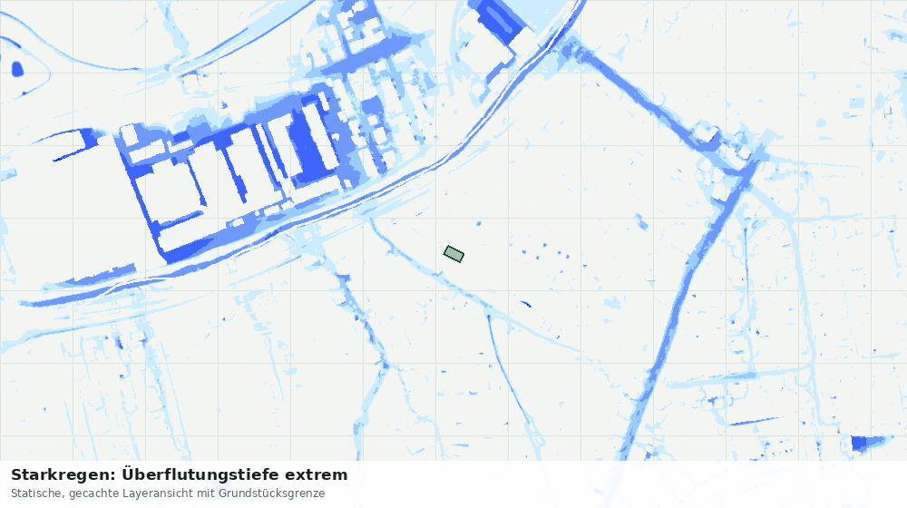 Statische Kartenansicht: Starkregen: Überflutungstiefe extrem