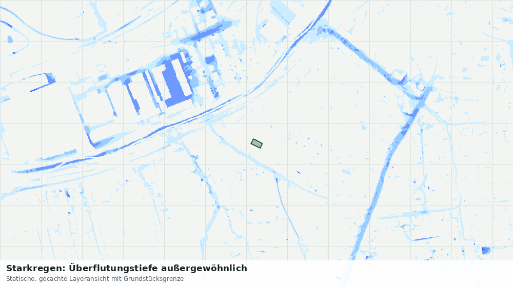 Statische Kartenansicht: Starkregen: Überflutungstiefe außergewöhnlich