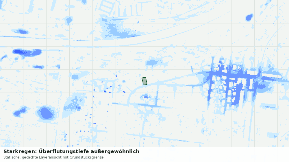 Statische Kartenansicht: Starkregen: Überflutungstiefe außergewöhnlich