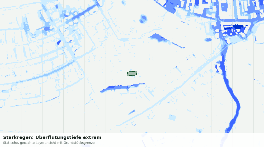 Statische Kartenansicht: Starkregen: Überflutungstiefe extrem