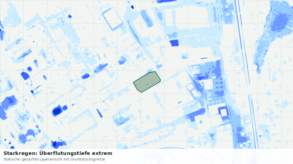 Statische Kartenansicht: Starkregen: Überflutungstiefe extrem