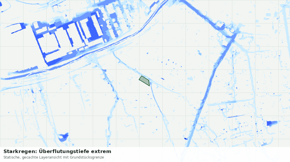 Statische Kartenansicht: Starkregen: Überflutungstiefe extrem
