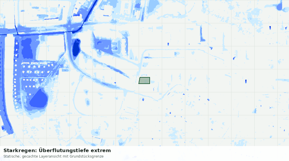 Statische Kartenansicht: Starkregen: Überflutungstiefe extrem