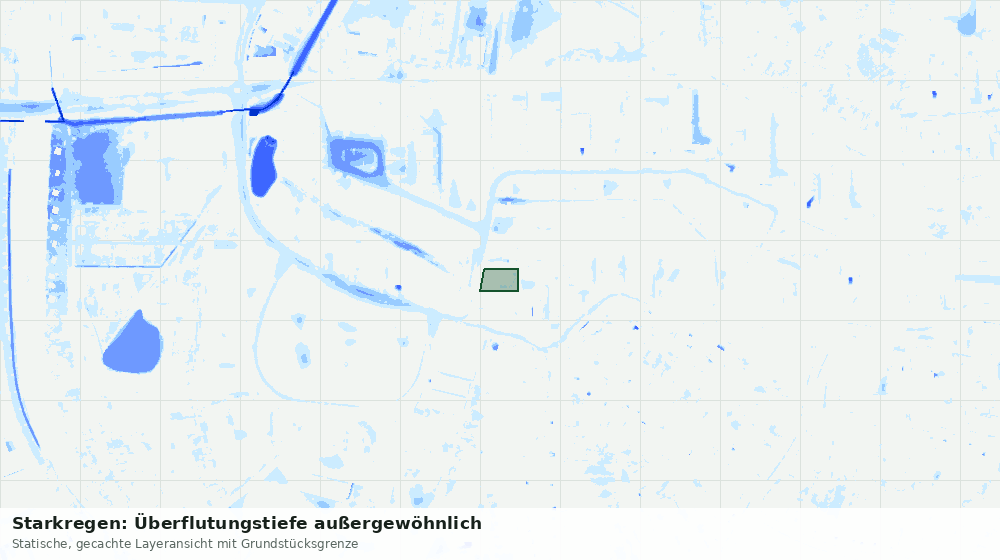 Statische Kartenansicht: Starkregen: Überflutungstiefe außergewöhnlich