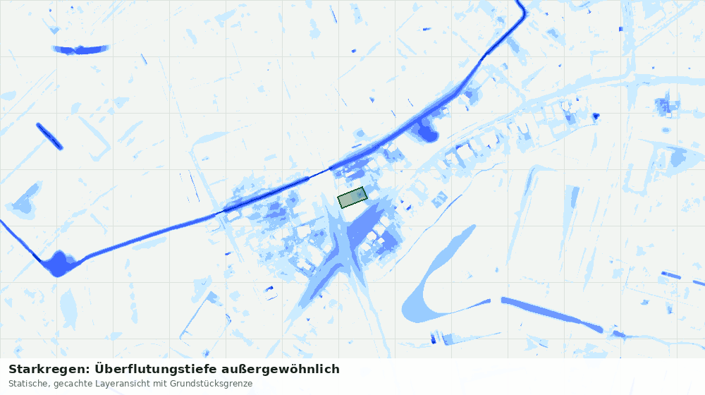 Statische Kartenansicht: Starkregen: Überflutungstiefe außergewöhnlich