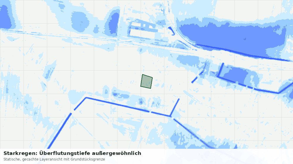Statische Kartenansicht: Starkregen: Überflutungstiefe außergewöhnlich