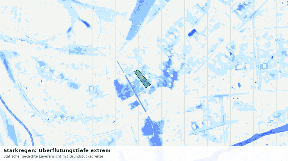Statische Kartenansicht: Starkregen: Überflutungstiefe extrem