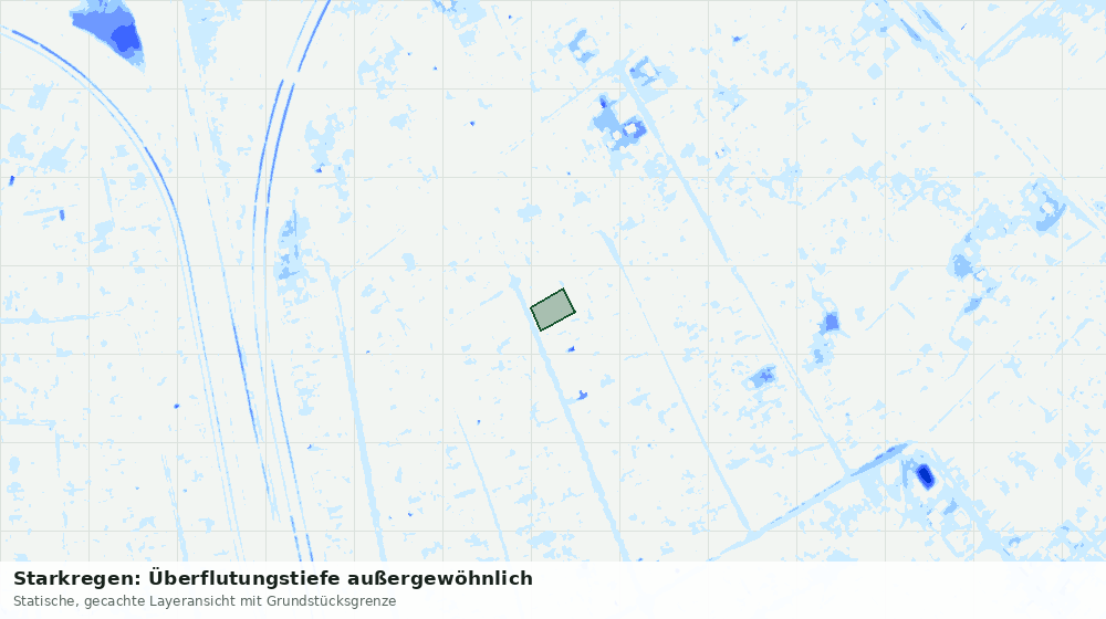 Statische Kartenansicht: Starkregen: Überflutungstiefe außergewöhnlich