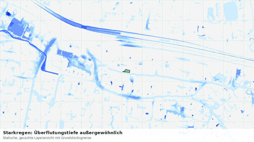 Statische Kartenansicht: Starkregen: Überflutungstiefe außergewöhnlich