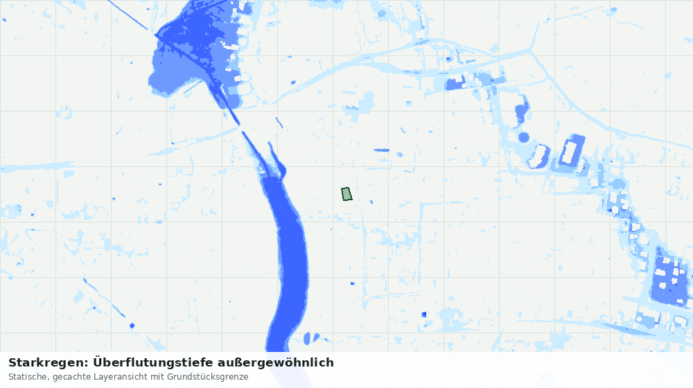 Statische Kartenansicht: Starkregen: Überflutungstiefe außergewöhnlich
