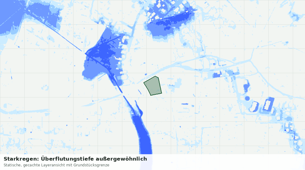 Statische Kartenansicht: Starkregen: Überflutungstiefe außergewöhnlich