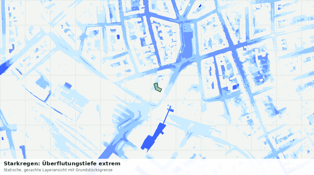 Statische Kartenansicht: Starkregen: Überflutungstiefe extrem