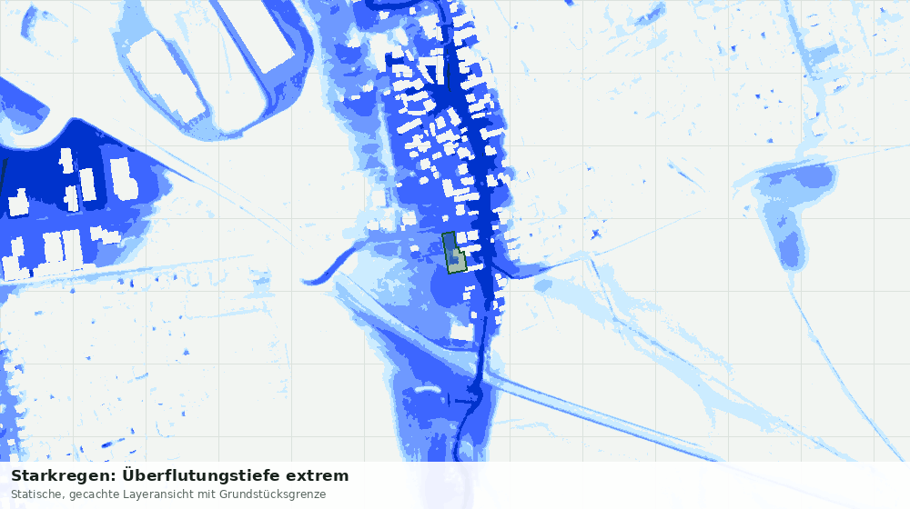 Statische Kartenansicht: Starkregen: Überflutungstiefe extrem