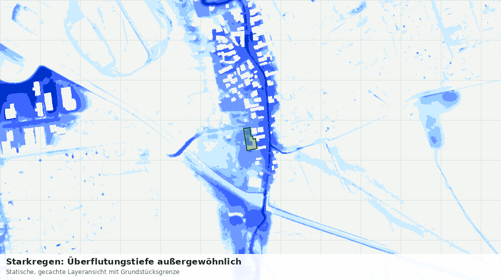 Statische Kartenansicht: Starkregen: Überflutungstiefe außergewöhnlich