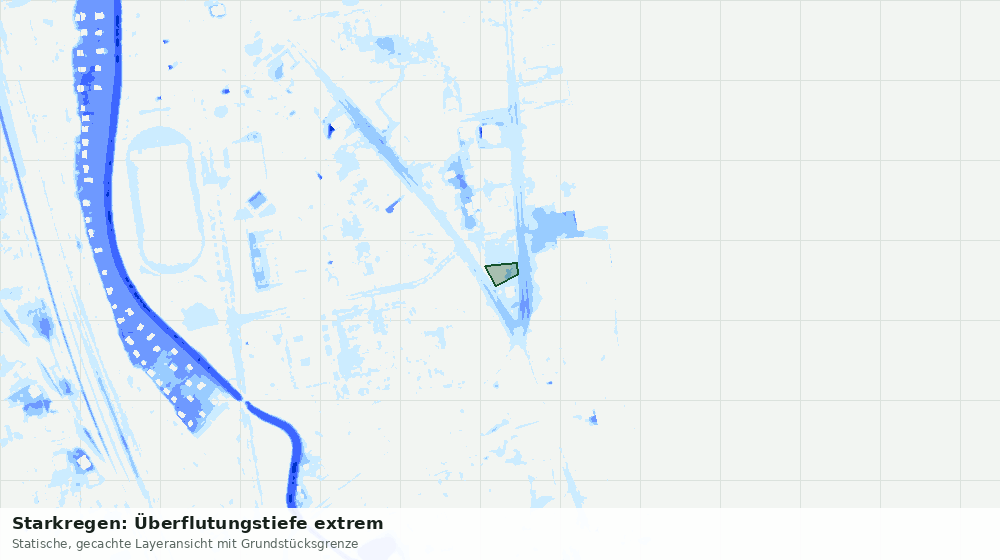 Statische Kartenansicht: Starkregen: Überflutungstiefe extrem