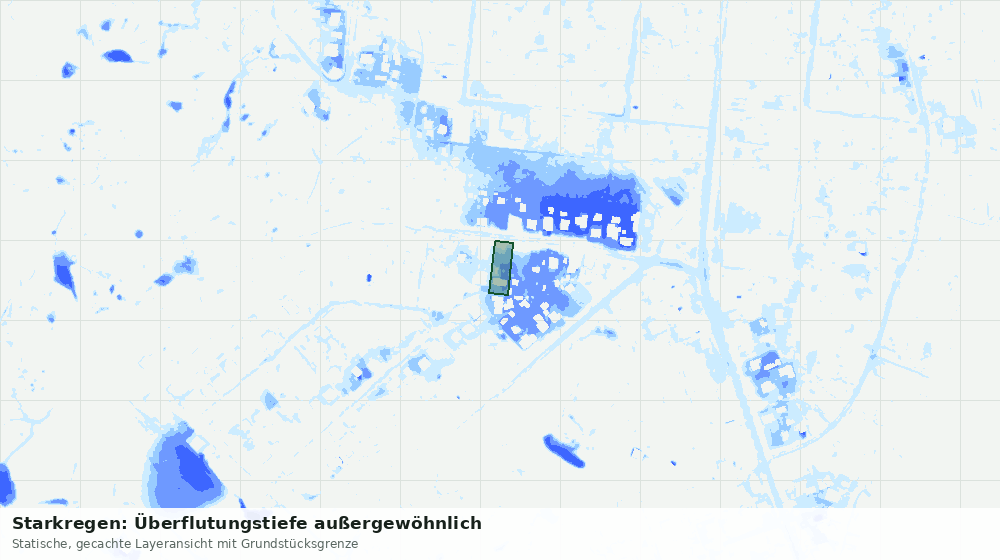 Statische Kartenansicht: Starkregen: Überflutungstiefe außergewöhnlich