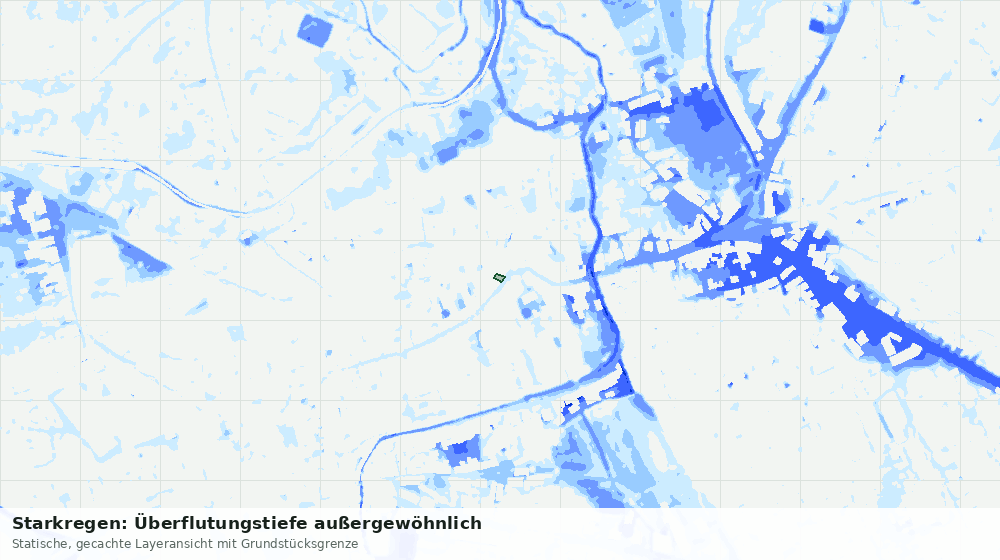 Statische Kartenansicht: Starkregen: Überflutungstiefe außergewöhnlich