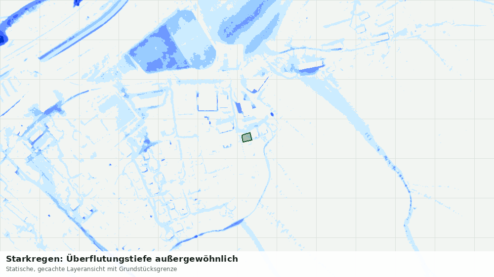 Statische Kartenansicht: Starkregen: Überflutungstiefe außergewöhnlich