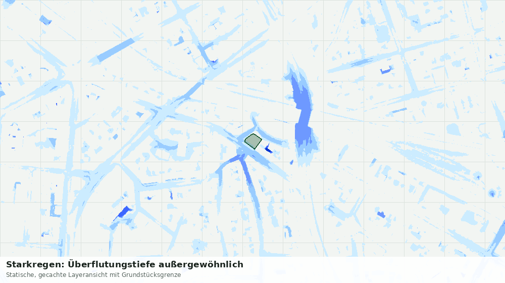 Statische Kartenansicht: Starkregen: Überflutungstiefe außergewöhnlich