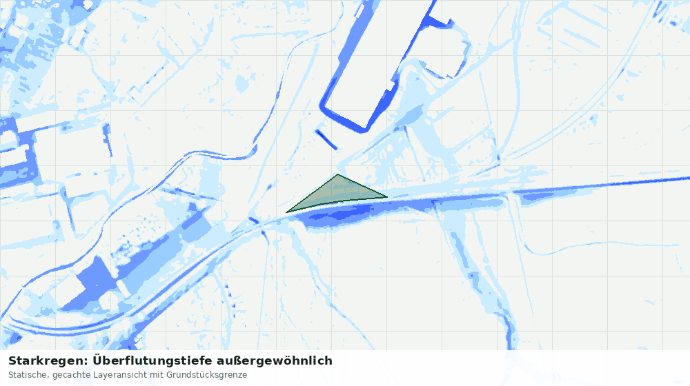 Statische Kartenansicht: Starkregen: Überflutungstiefe außergewöhnlich