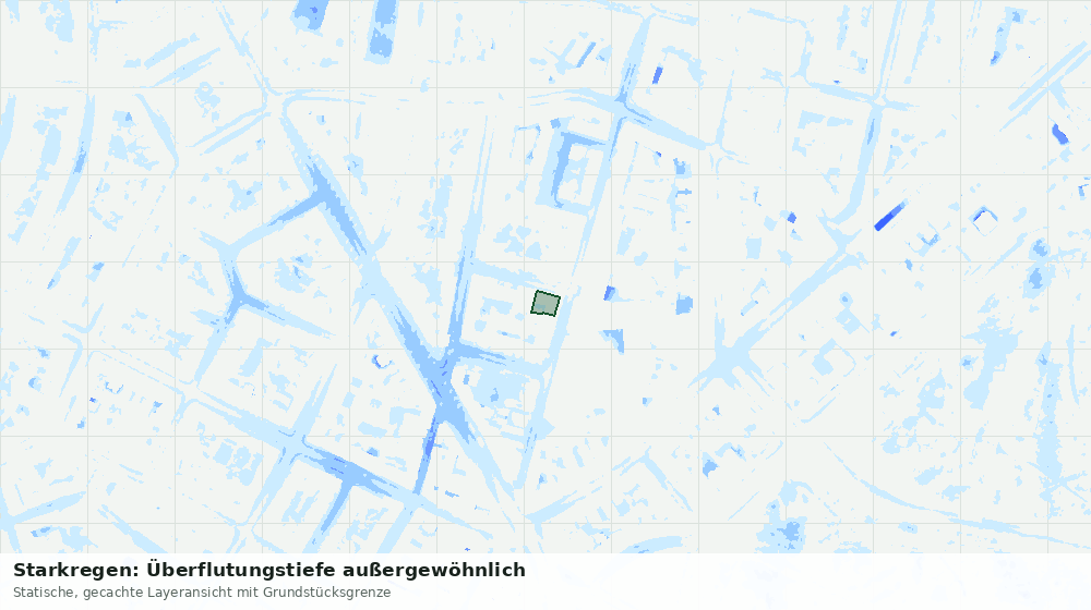 Statische Kartenansicht: Starkregen: Überflutungstiefe außergewöhnlich