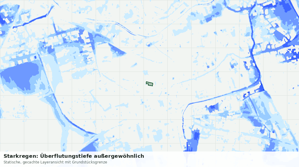 Statische Kartenansicht: Starkregen: Überflutungstiefe außergewöhnlich