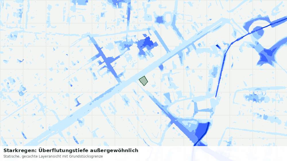 Statische Kartenansicht: Starkregen: Überflutungstiefe außergewöhnlich