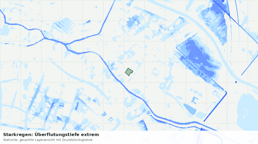 Statische Kartenansicht: Starkregen: Überflutungstiefe extrem
