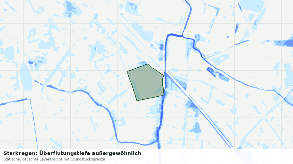 Statische Kartenansicht: Starkregen: Überflutungstiefe außergewöhnlich