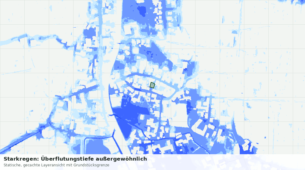 Statische Kartenansicht: Starkregen: Überflutungstiefe außergewöhnlich