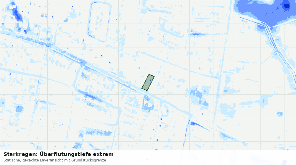 Statische Kartenansicht: Starkregen: Überflutungstiefe extrem