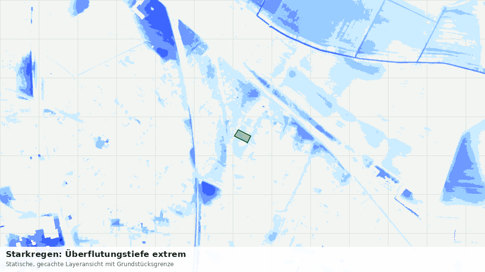Statische Kartenansicht: Starkregen: Überflutungstiefe extrem