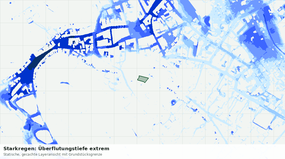 Statische Kartenansicht: Starkregen: Überflutungstiefe extrem