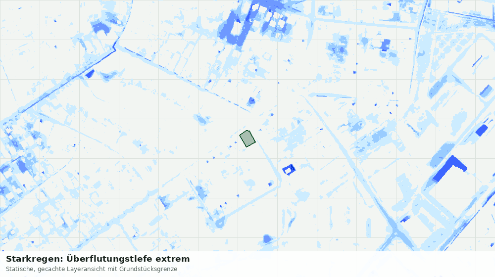 Statische Kartenansicht: Starkregen: Überflutungstiefe extrem