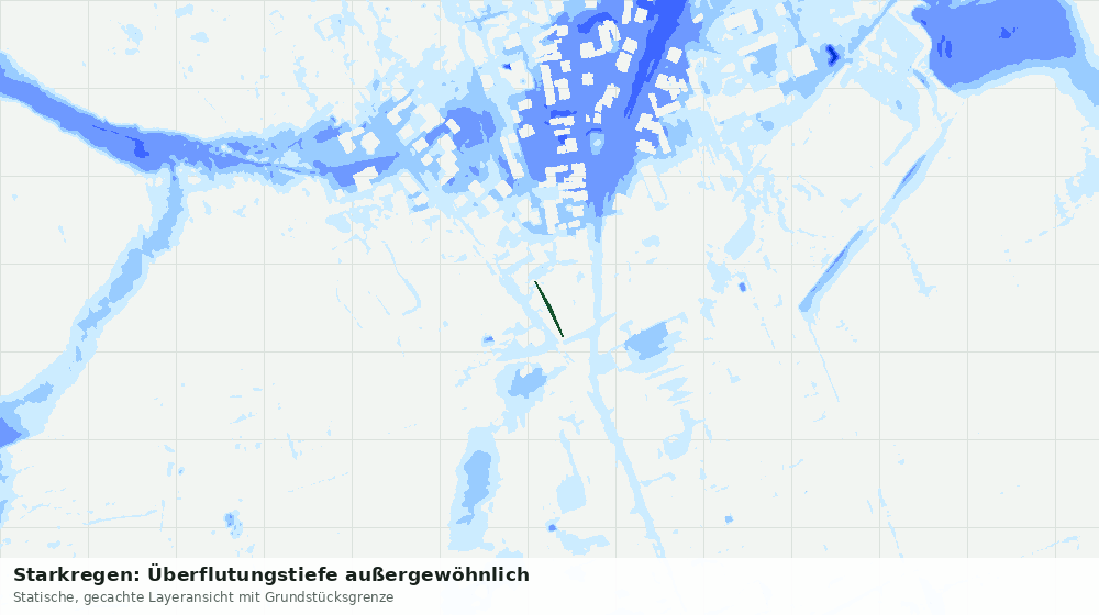 Statische Kartenansicht: Starkregen: Überflutungstiefe außergewöhnlich